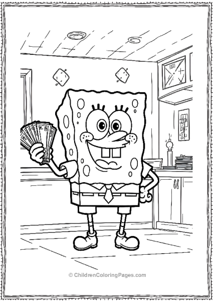 SpongeBob In Krusty Krab Office Counting Money Free PDF Printable