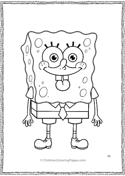 SpongeBob Making A Silly Face With His Tongue Sticking Out Free PDF Printable