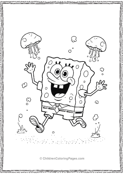 SpongeBob Running Around With Jellyfish Buzzing Free PDF Printable