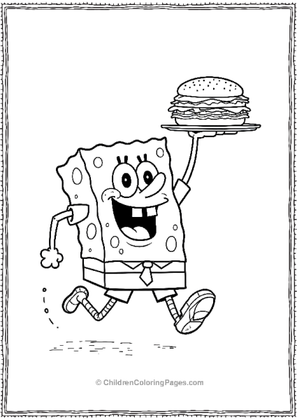 SpongeBob Running To Deliver A Krabby Patty Order Free PDF Printable