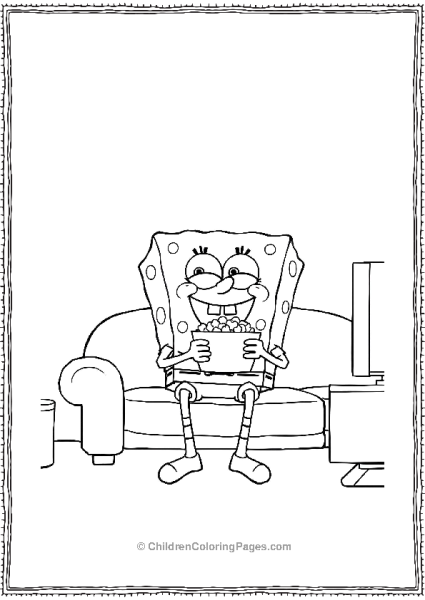 SpongeBob Sitting On His Couch In Front Of The Television Free PDF Printable