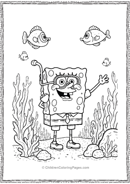 SpongeBob Snorkeling Through A Vibrant Coral Reef Free PDF Printable