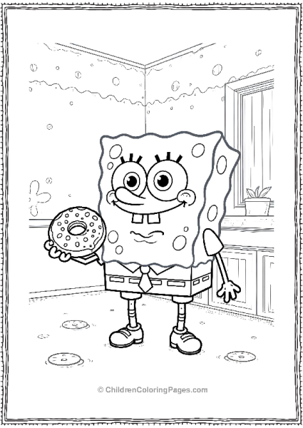 SpongeBob Taking A Break And Eating A Jelly Filled Donut Free PDF Printable