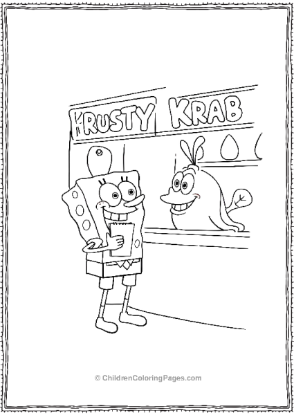 SpongeBob Taking An Order From A Fish Customer At The Krusty Krab Free PDF Printable