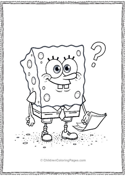 SpongeBob Writing A Letter Looking Thoughtful Free PDF Printable