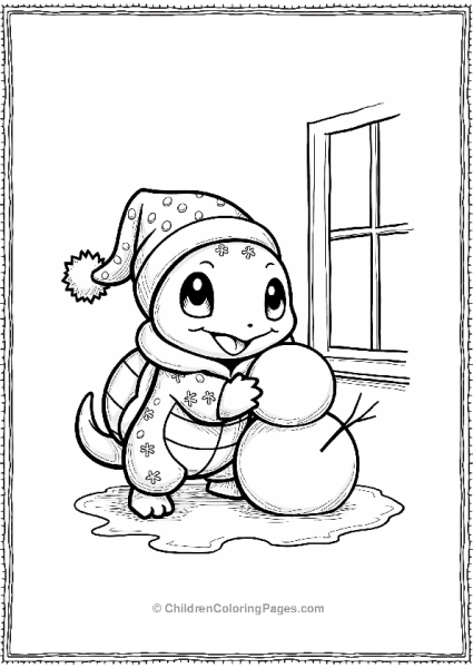 Squirtle Building A Snowman For Christmas Free PDF Printable