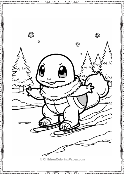 Squirtle Ice Skating At Christmas Free PDF Printable