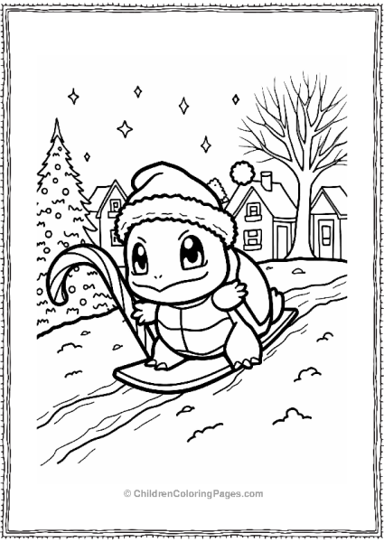 Squirtle Sliding Down A Snowy Hill Free PDF Printable