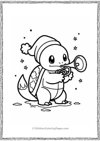 Squirtle Trumpet Christmas Scene Free PDF Printable