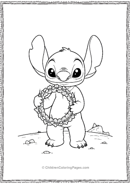 Stich Holding A Wreath Free PDF Printable