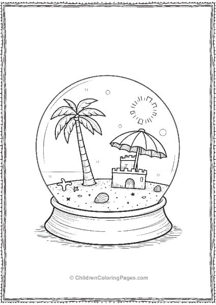 Summer Beach Snow Globe Tropical Beach Scene Free PDF Printable