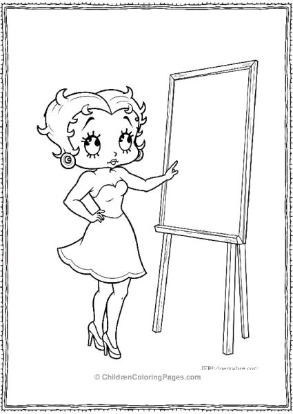 Teacher Betty Boop Pointing At A Chalkboard Free PDF Printable