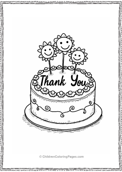 Thank You Cake With Flowers Free PDF Printable