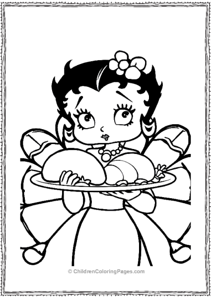 Thanksgiving Betty Boop With A Turkey Platter Free PDF Printable