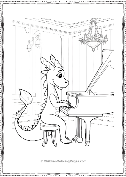 The Dragon Playing Piano Free PDF Printable