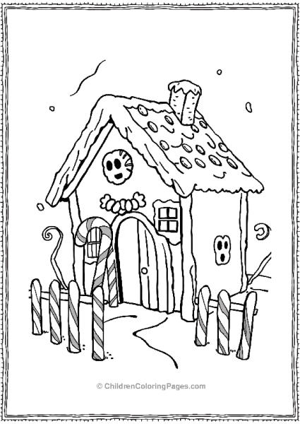 The Gingerbread House With Candy Canes Free PDF Printable