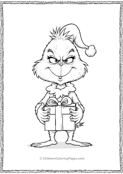 The Grinch Holding A Present Free PDF Printable