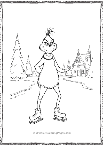 The Grinch Ice Skating By The House Free PDF Printable