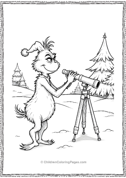 The Grinch Looking Through A Telescope Free PDF Printable