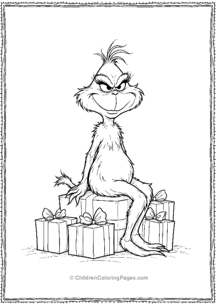 The Grinch On A Pile Of Gifts Free PDF Printable