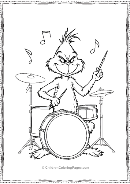 The Grinch Playing Drums Free PDF Printable