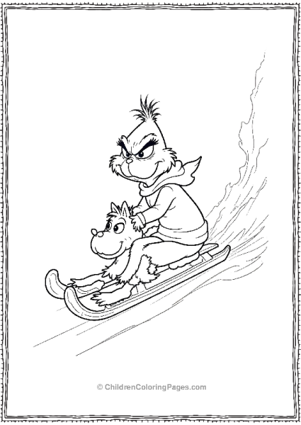 The Grinch Sledding Down A Hill Free PDF Printable