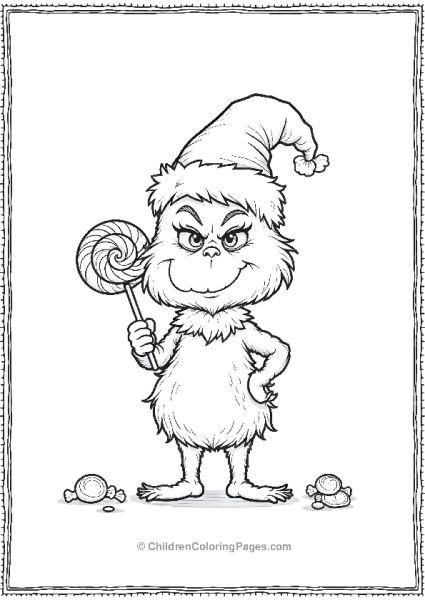 The Grinch With A Candy Cane Free PDF Printable