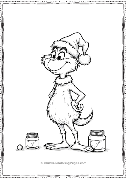 The Grinch With A Christmas Hat And A Jar Of Whos Free PDF Printable