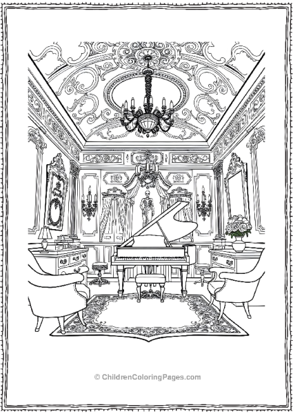 The Interior Of Victorian Hall With A Piano Free PDF Printable