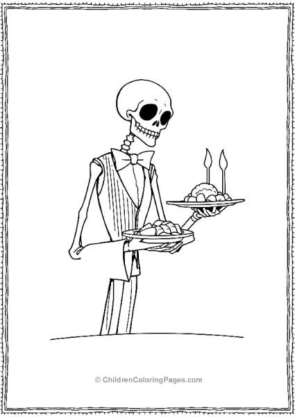 The Skeleton Waiter Giving Food Free PDF Printable