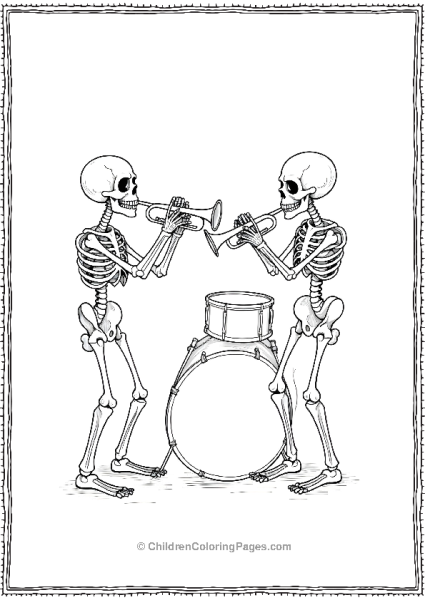 The Skeletons Playing Drum Free PDF Printable