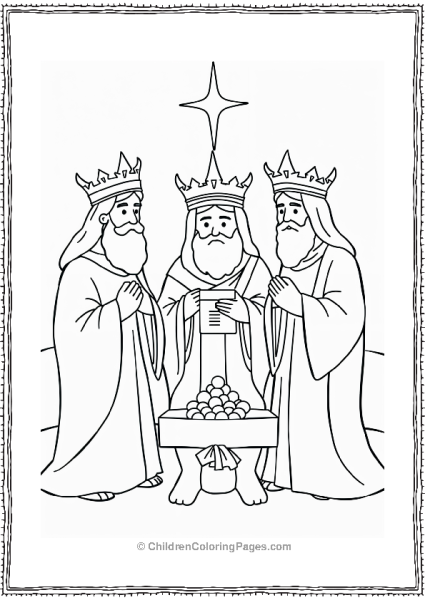 Three Kings Presenting Gifts To Baby Jesus Free PDF Printable