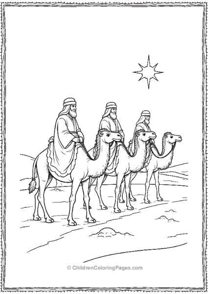 Three Wise Men Travelling On Camels Free PDF Printable