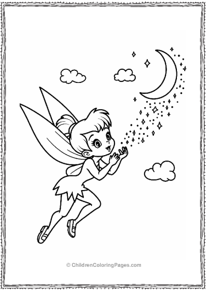 Tinker Bell Blowing Stardust In The Night Sky Free PDF Printable