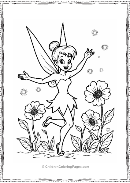 Tinker Bell Dancing Among Flowers Free PDF Printable