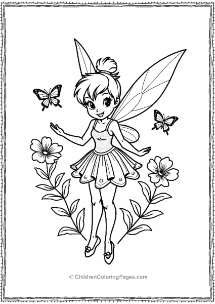 Tinker Bell In A Floral Spring Dress Free PDF Printable