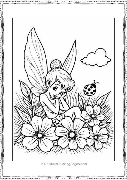 Tinker Bell In A Flower Bed Free PDF Printable