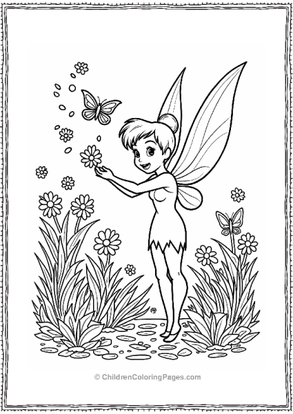 Tinker Bell In A Flower Garden Free PDF Printable