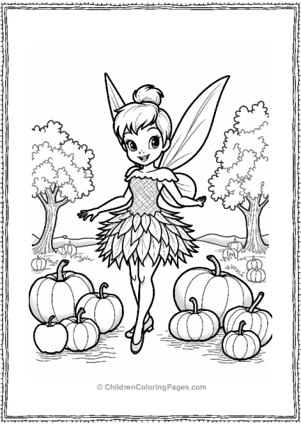 Tinker Bell In Autumn Dress Free PDF Printable