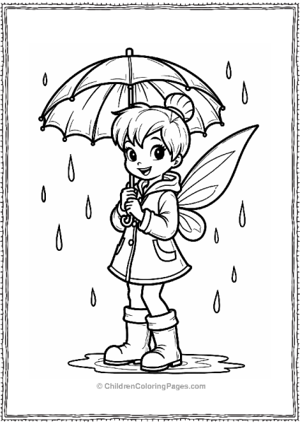 Tinker Bell In Rainy Day Attire Free PDF Printable