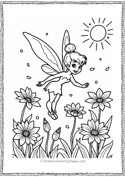 Tinker Bell Playing With Flowers Free PDF Printable