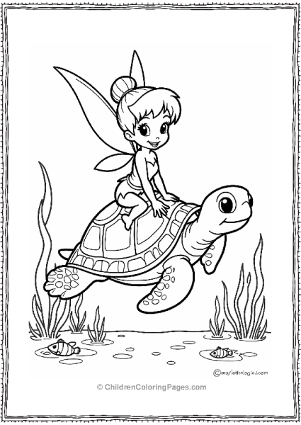 Tinker Bell Riding A Sea Turtle Free PDF Printable