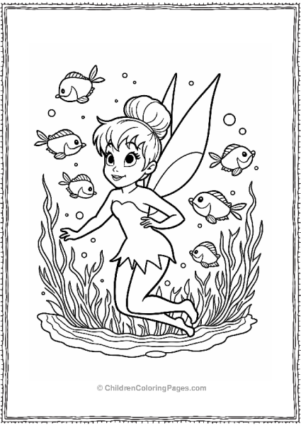 Tinker Bell With Colorful Fish Free PDF Printable