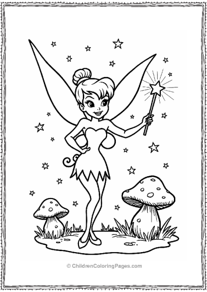 Tinker Bell With Magical Wand And Stars Free PDF Printable