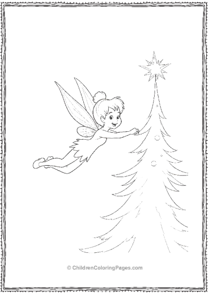 Tinkerbell Flying Around A Christmas Tree Free PDF Printable