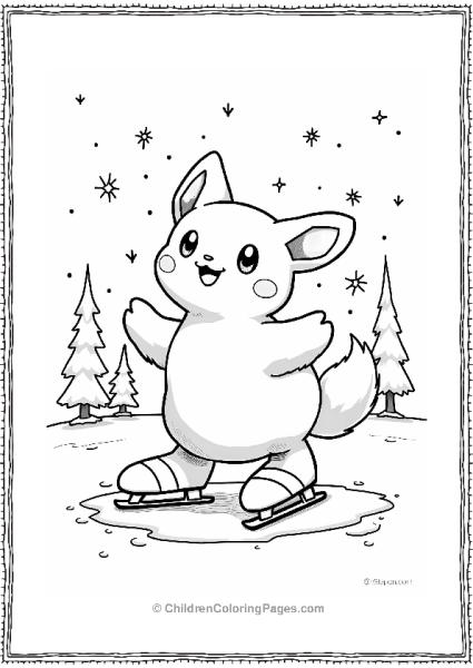 Togepi Ice Skating With Friends Free PDF Printable