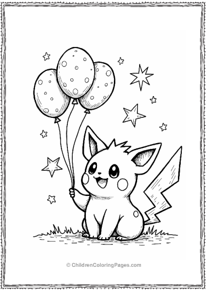 Togepi With New Year Balloons Free PDF Printable