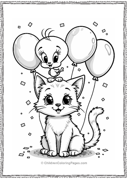 Tweety Bird And A Friendly Cat Free PDF Printable