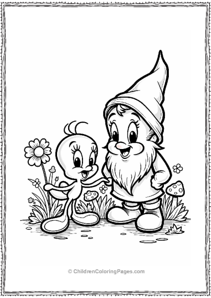 Tweety Bird And A Garden Gnome Free PDF Printable