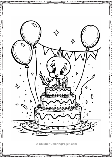 Tweety Bird Decorating With Balloons And Streamers Free PDF Printable